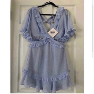 ANGEL Biba Blue Cut Out Clip Dot Dress